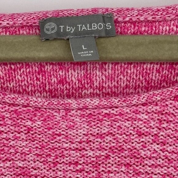 T by Talbots Pink Sweater Womens Large t Cotton Knit Pullover 3/4 Sleeve - Picture 5 of 11